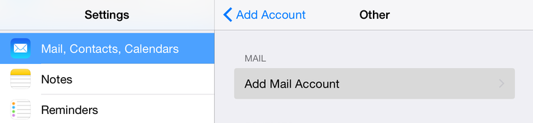 Add Mail Account button